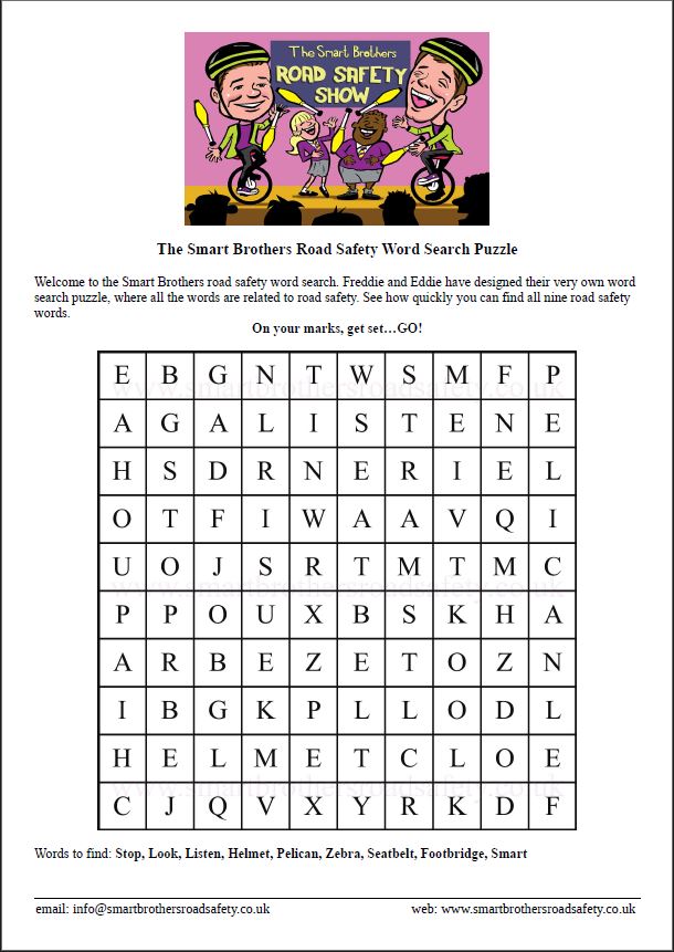 road safety word search puzzle